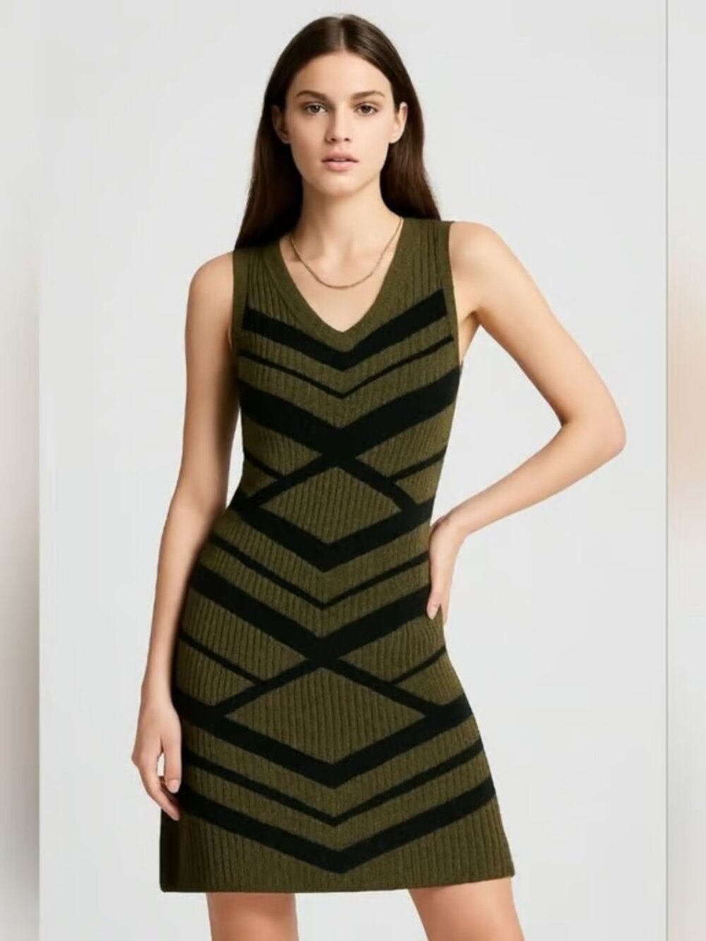 Mossimo Olive and Black Knit Dress Size Large